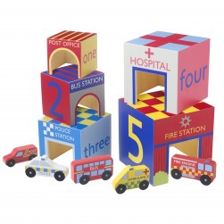 Кубчета за подреждане с колички, Orange Tree Toys, Многоцветен